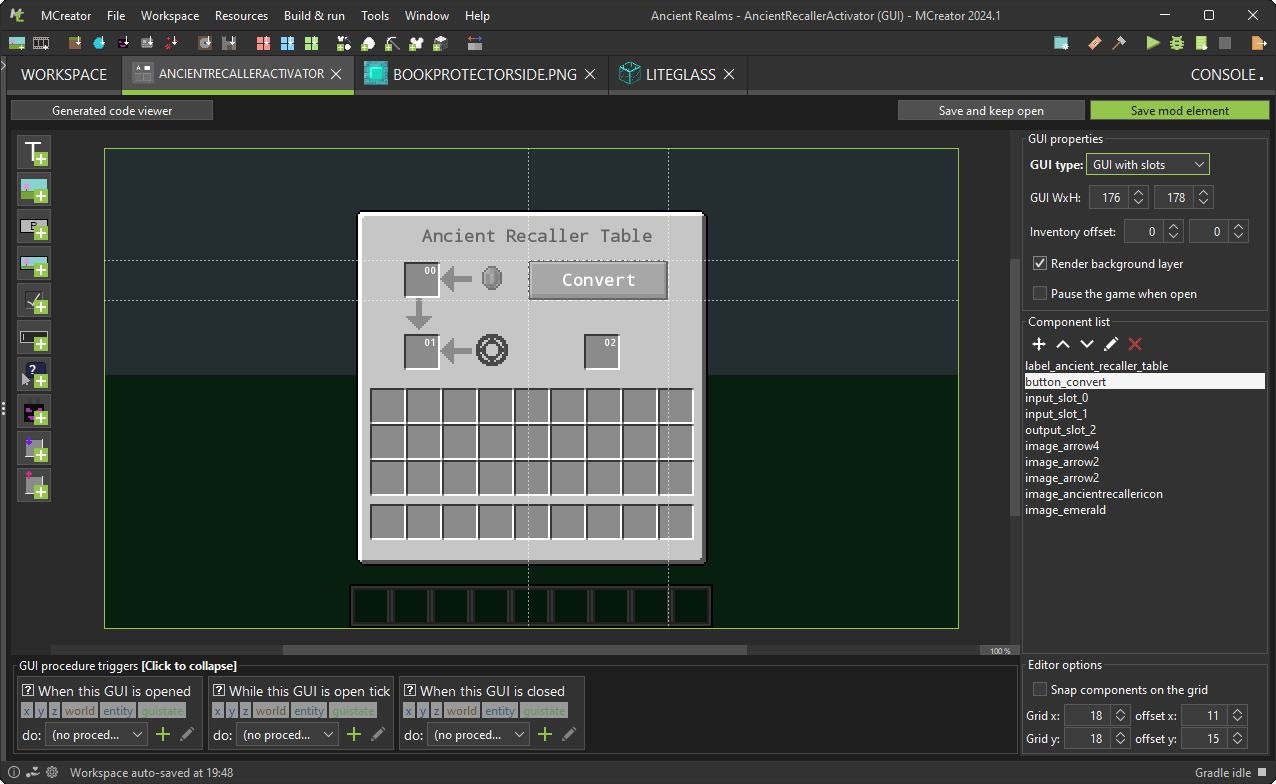 WYSIWYG Minecraft GUI editor in MCreator mod maker