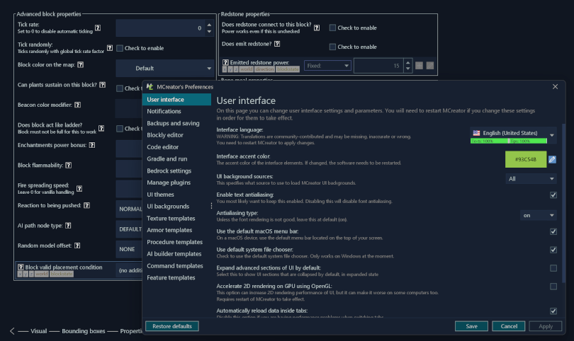 Support for loading IntelliJ IDEA themes in Minecraft mod maker MCreator via custom theme plugins