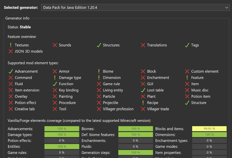 Minecraft data pack maker in MCreator now also supports making custom features