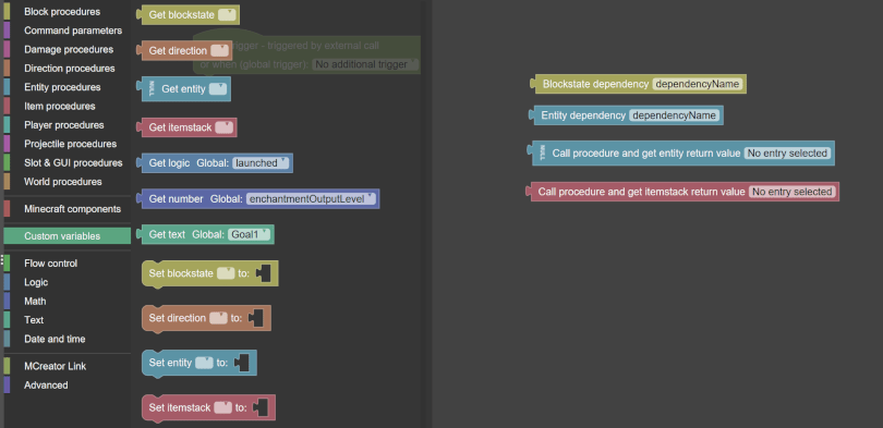 Improved procedure block naming in MCreator Blockly editor for Minecraft mod procedures